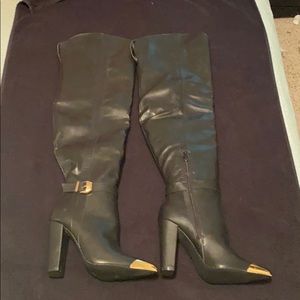 Tall faux leather Boot gold tip